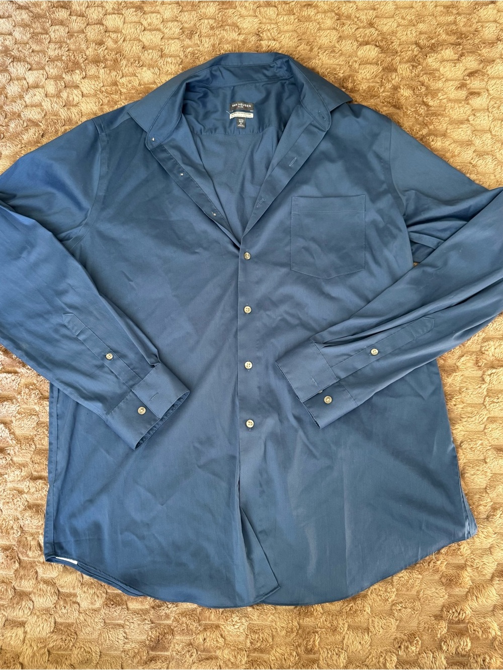 Van Heusen Men's Blue Button-Up Dress Shirt Jacket